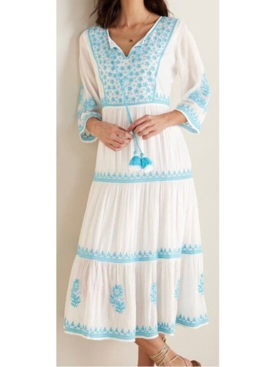 Soft Surroundings Dresses & Skirts - Soft Surroundings Juniper PLUS 1X Embroidery Gauze 3/4 Sleeve Dress Beach Boho